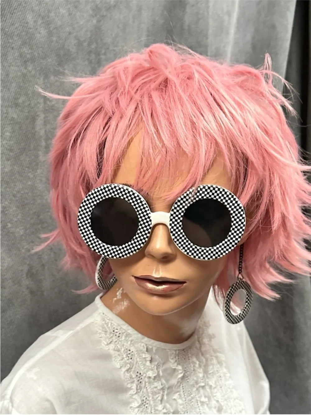 Vintage Round Sunglasses Dangle Earrings Chain  ‘80s Novelty Women’s